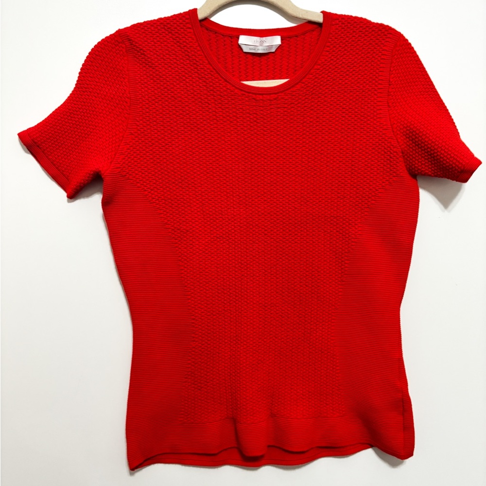 BOSS Tomato Red Short Sleeve Sweater Knit Top